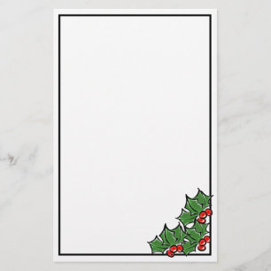 Holly Leaves, Holly berries, fun holiday botanical Stationery