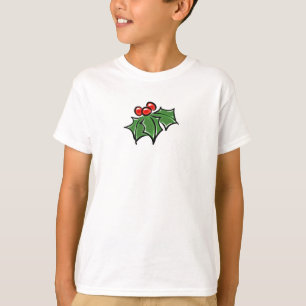 Holly Leaves, Holly berries, fun holiday botanical T-Shirt