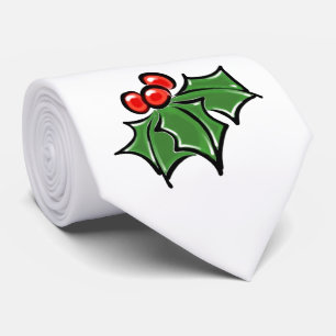 Holly Leaves, Holly berries, fun holiday botanical Tie