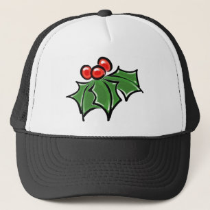 Holly Leaves, Holly berries, fun holiday botanical Trucker Hat