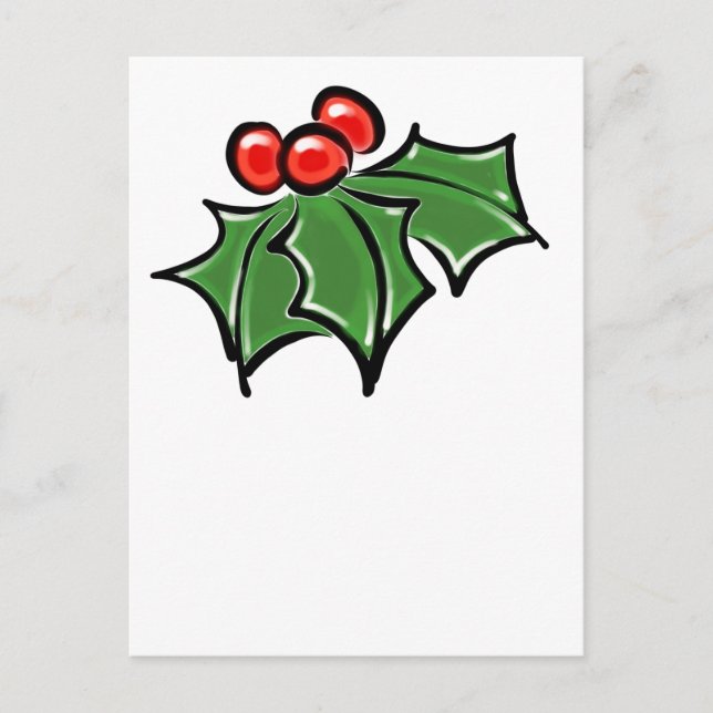 Holly Leaves, Holly berries, fun holiday pattern Postcard (Front)