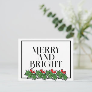 Holly Leaves, Holly berries, fun holiday Postcard