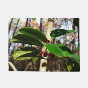 Holly Leaves I Holiday Botanical Doormat
