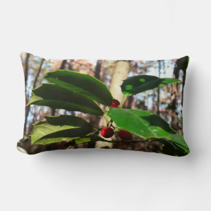 Holly Leaves I Holiday Botanical Lumbar Cushion