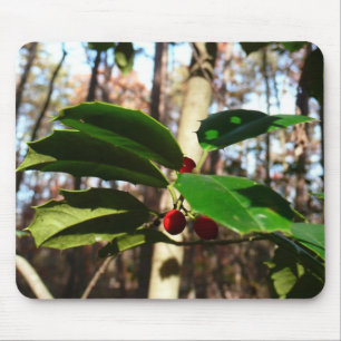 Holly Leaves I Holiday Botanical Mouse Pad