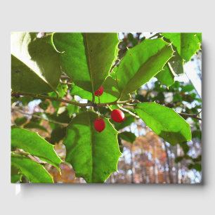 Holly Leaves II Holiday Nature Botanical Guest Book