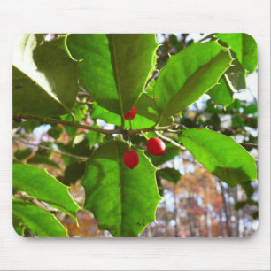 Holly Leaves II Holiday Nature Botanical Mouse Pad