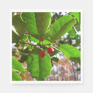 Holly Leaves II Holiday Nature Botanical Napkin