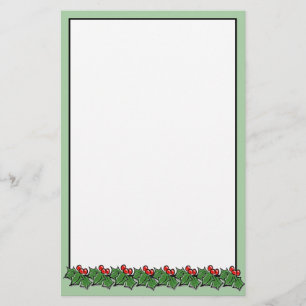 Holly Leaves red berries holiday gift Stationery