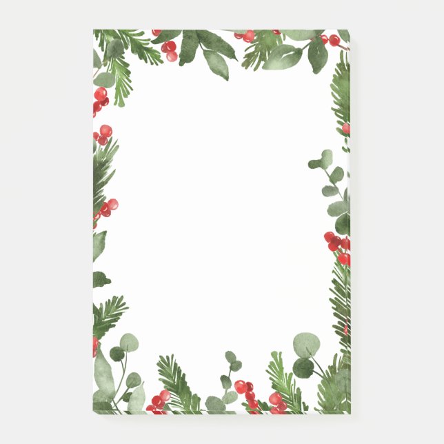 Holly Leaves Red Berry Holiday Christmas Post-it Notes (Front)