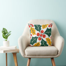 Holly Leaves Retro Modern Big Print Pattern 