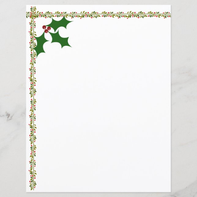Holly Leaves Stationery (with Matching items) (Front)