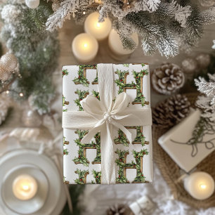 Holly Letter H Christmas Wrapping Paper