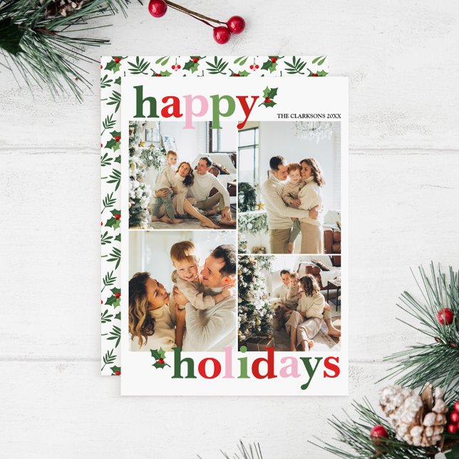Holly Merry Bright Fun Family Holiday Card (Creator Uploaded)