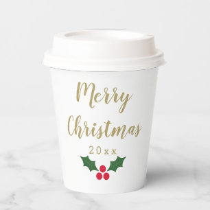Holly Merry Christmas 2023 Paper Cups