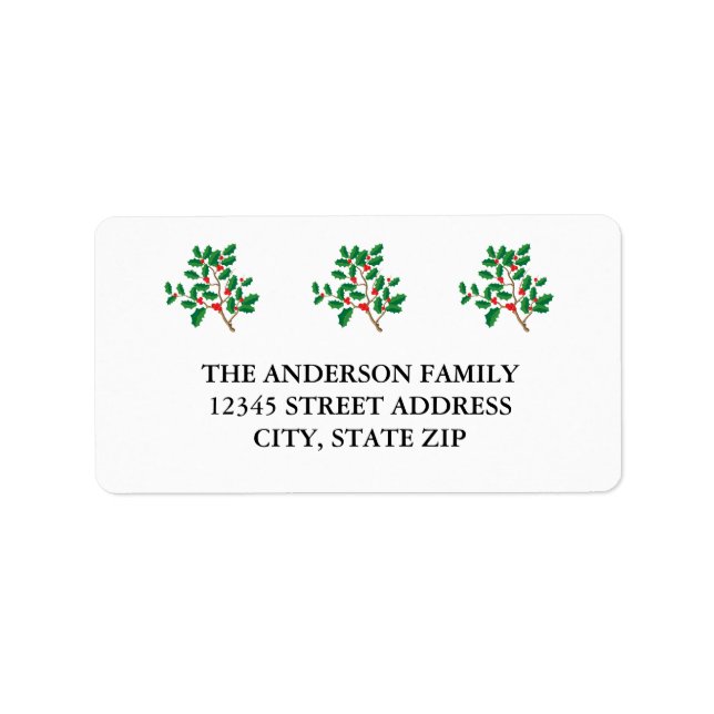 Holly Merry Christmas - Address Label (Front)