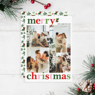 Holly Merry Christmas Bright Fun Family Holiday Card