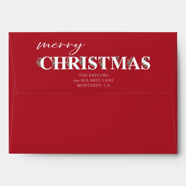 Holly Merry Christmas Envelope (Back (Top Flap))