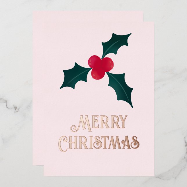 Holly Merry Christmas Foil Card (Front/Back)