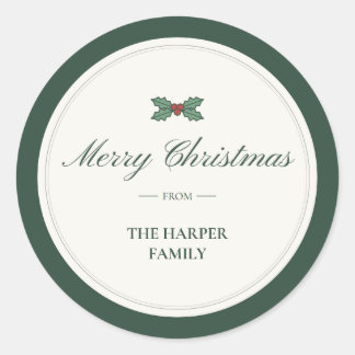 Holly "Merry Christmas From" Family Gift Sticker