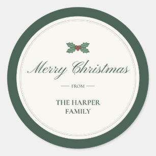 Holly "Merry Christmas From" Family Gift Sticker