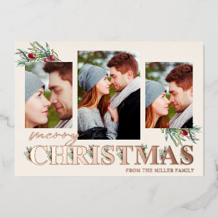 Holly Merry Christmas Holiday Photo Collage
