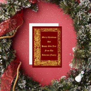 Holly Mistletoe Winter Flowers Christmas Foil Holiday Card
