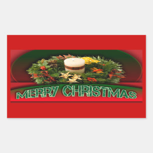 Holly n Christmas decorations modern Rectangular Sticker