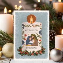 Holly Nativity Candle Religious Christmas Folded