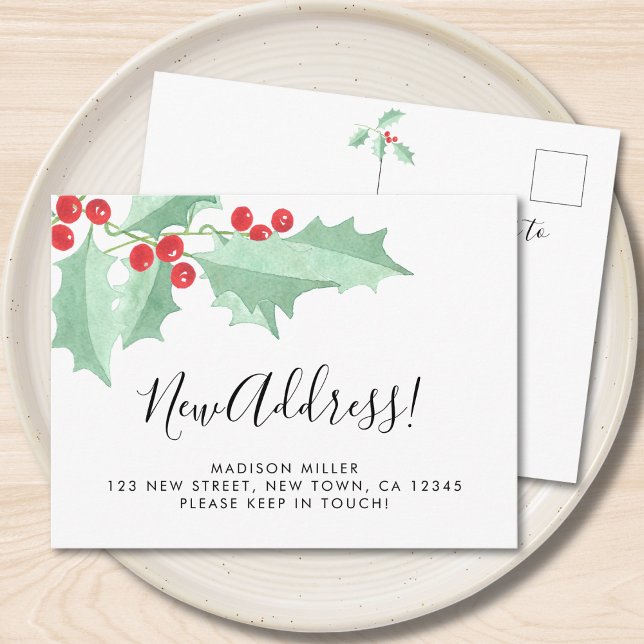Holly New Address Moving  Announcement Postcard (Creator Uploaded)