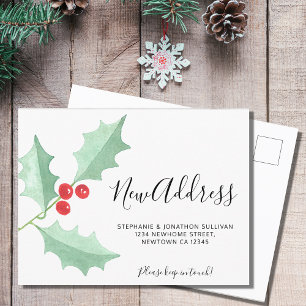 Holly New Address Moving Announcement Postcard