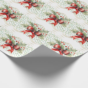 Holly on Green Stones Wrapping Paper