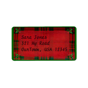 Holly on Red Plaid Address Label