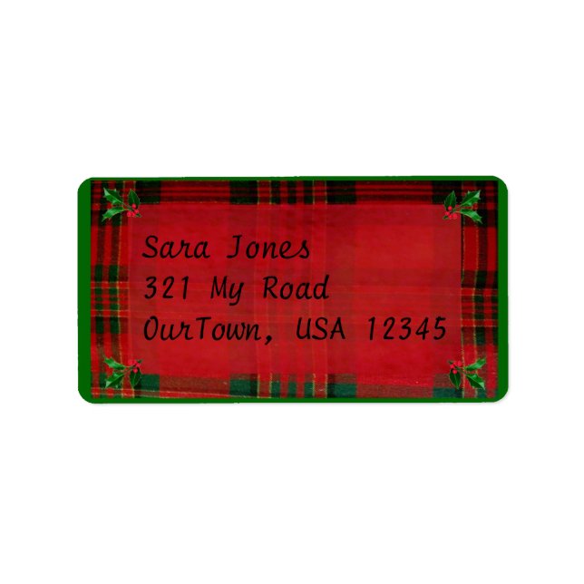 Holly on Red Plaid Address Label (Front)