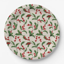 Holly Paper Plate