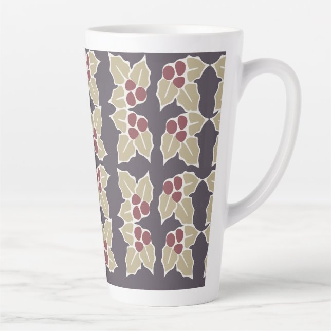 Holly Pattern Latte Mug (Right)