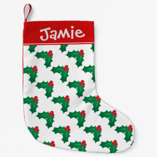 Holly Pattern Small Christmas Personalised Small Christmas Stocking