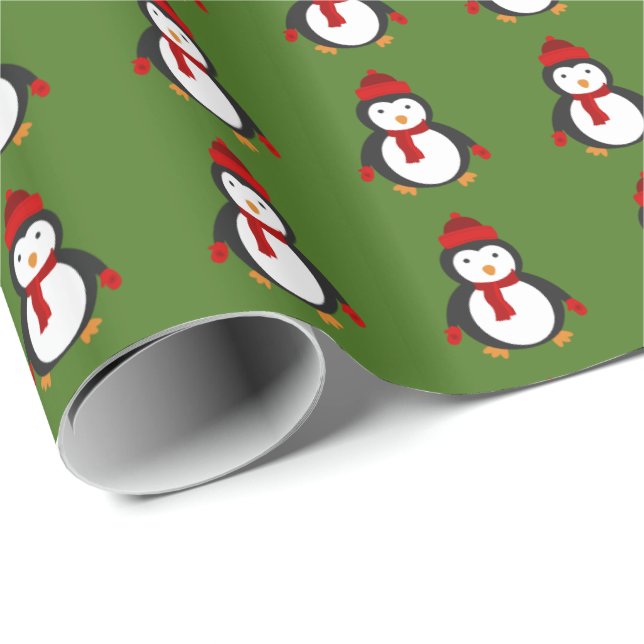 Holly Penguin Wrapping Paper Glossy Christmas (Roll Corner)
