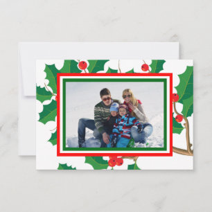 Holly Photo - 3x5 Christmas Card