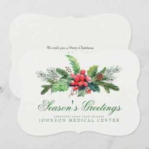 Holly Pine & Berry Medical Holiday Greetings Card