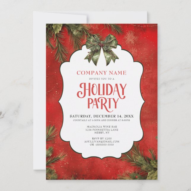 Holly Pine Company Christmas Party Invitation (Front)