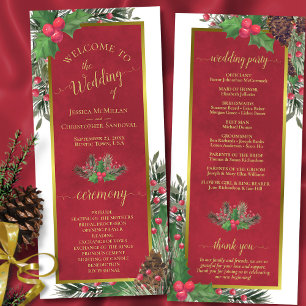 Holly & Pine Elegant Christmas or Holiday Wedding Program