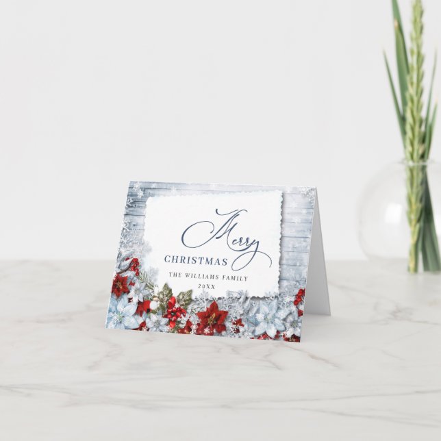 Holly & Pine Rustic Christmas PHOTO Greeting Card (Front)