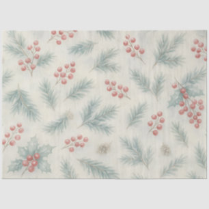 Holly & Pine Winter Botanical Background Decoupage Tissue Paper