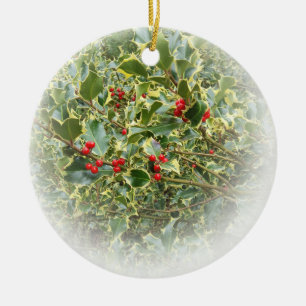 Holly plant branch Christmas tree ornament