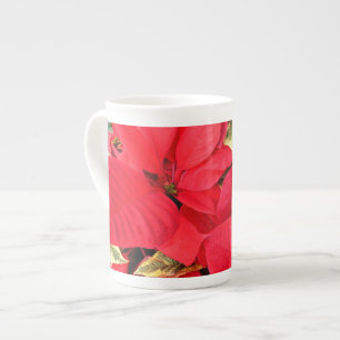 Holly Point Poinsettias Christmas Holiday Floral Bone China Mug