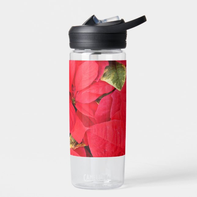 Holly Point Poinsettias Holiday Floral Water Bottle (Left)