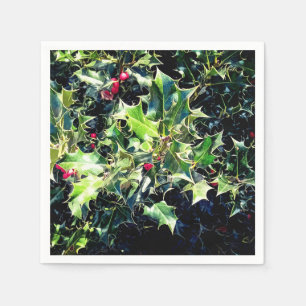 Holly , red berries napkin