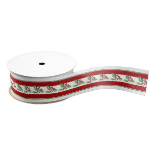 Holly Red & Green Stripe Grosgrain Ribbon