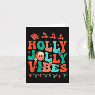 Holly Retro Groovy Christmas Jolly Vibes Santa Hip Card